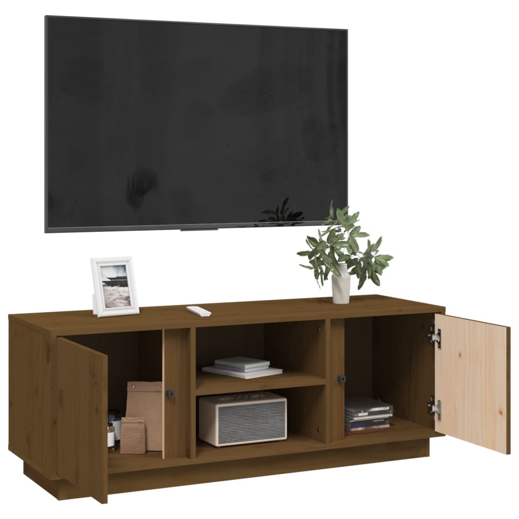 Mobile Porta TV-Mobile per TV-Credenza TV ambra 110x35x40,5 cm in Legno Massello di Pino 726595
