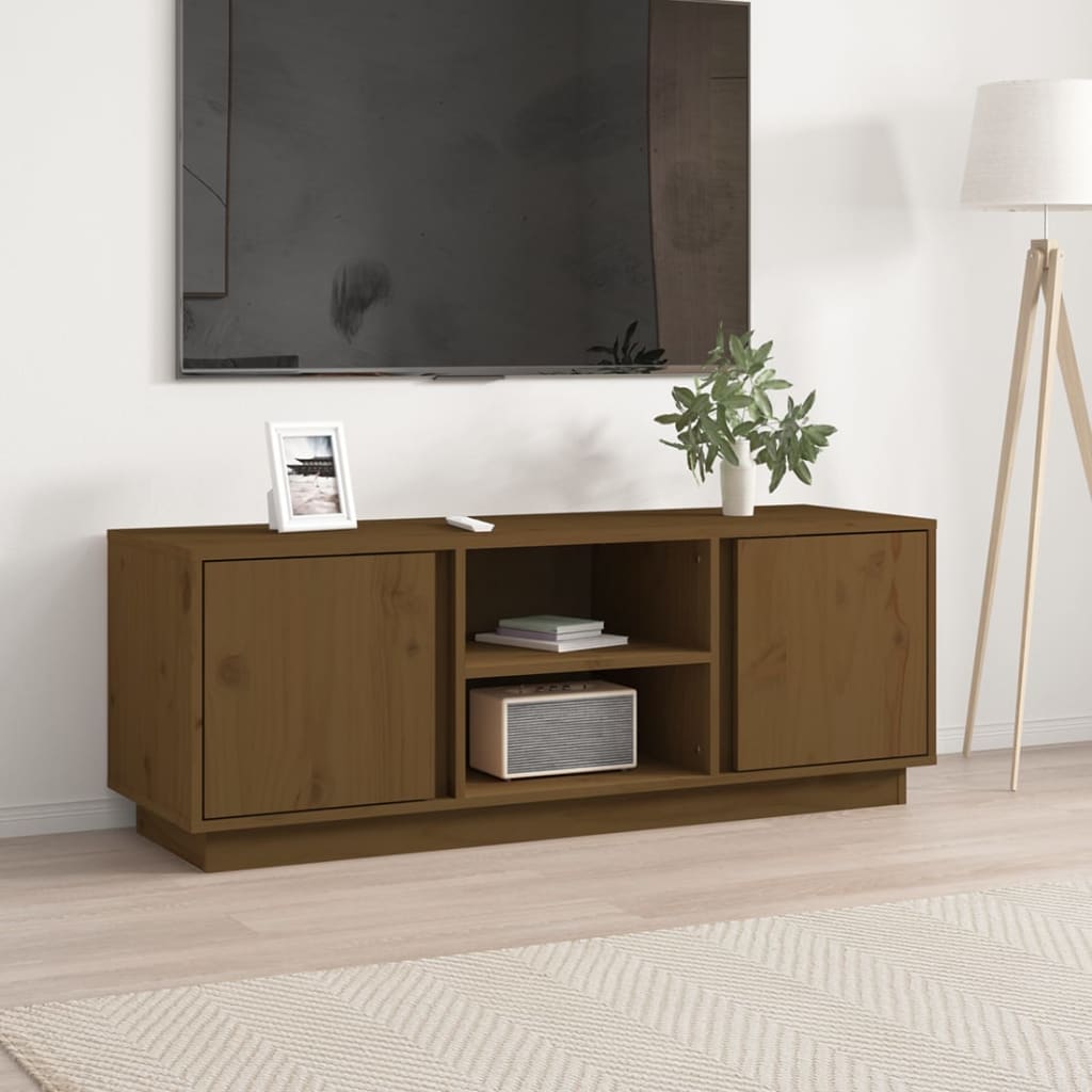 Mobile Porta TV-Mobile per TV-Credenza TV ambra 110x35x40,5 cm in Legno Massello di Pino 726595