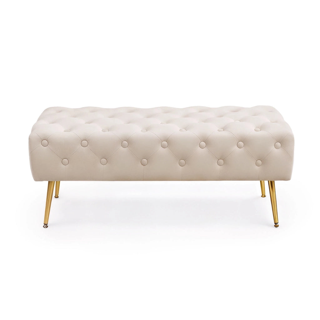 Panca imbottita in velluto trapuntato 100 cm MONACO Beige