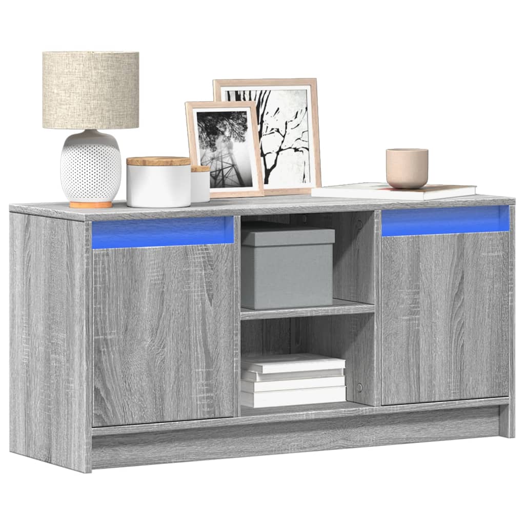 Mobile Porta TV con LED-Mobile per TV-Credenza TV Grigio Sonoma 100x34x50cm in Truciolato