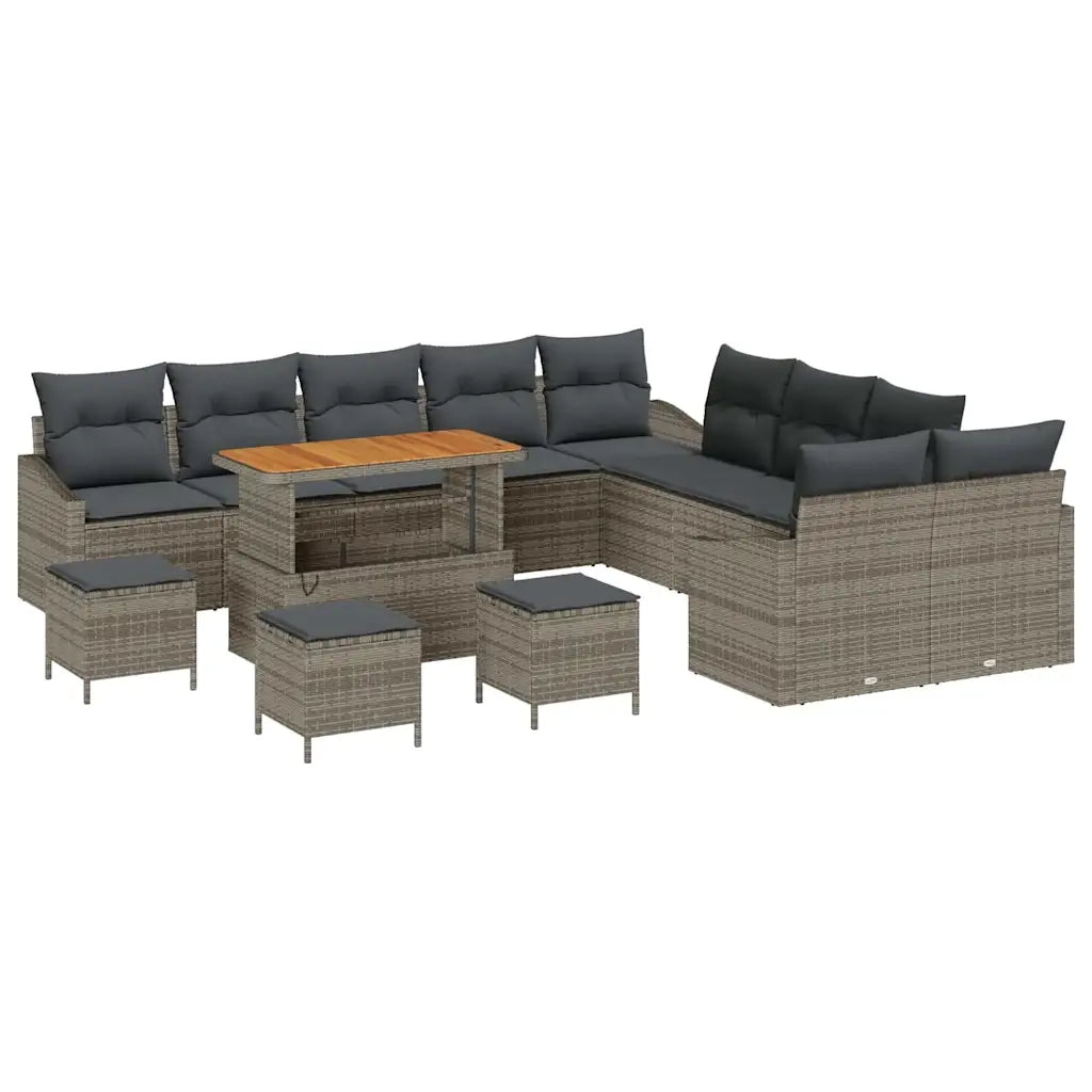 Set Divano da Giardino con cuscino 14 pcs Grigio polyrattan 3362723