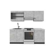 Cucina componibile R-Line Calcestruzzo/Antracite 200 cm, PL Marmo Vicco