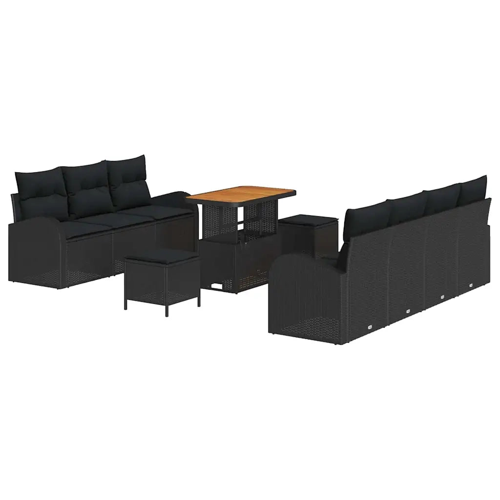 Set Divano da Giardino con cuscino 10 pcs Nero polyrattan 3362359