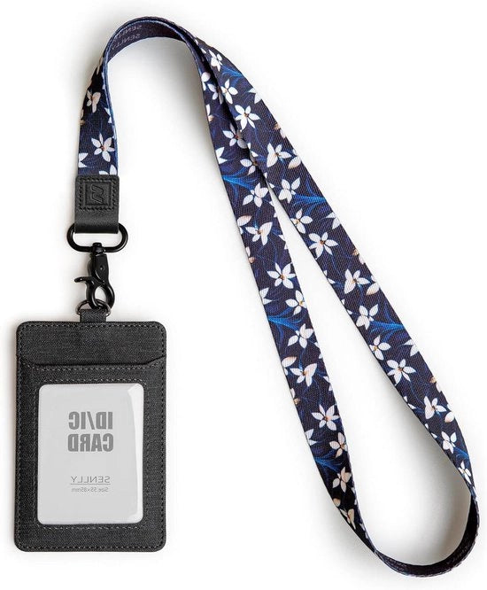 ID-kaarthouder con cordoncino per identificativi - 1 pezzo - nero - plastica
