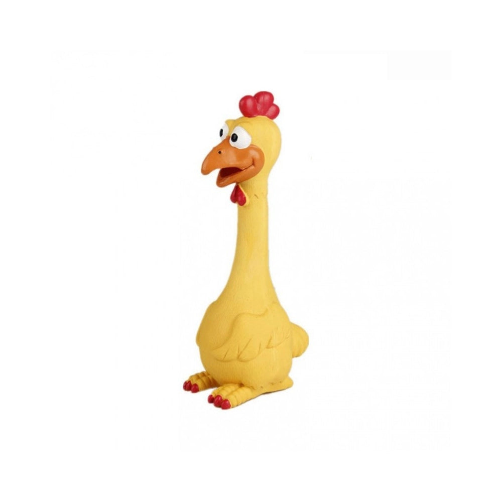 Trade Shop - Giocattolo Pollo Gomma Suono Stridulo Toy Squeaky Resistente Masticare Cani -