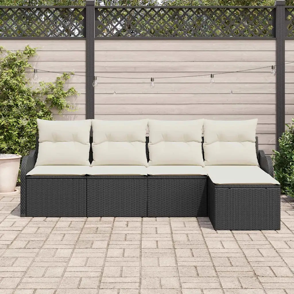 Set Divano da Giardino | Set Salotto da Giardino Nero polyrattan