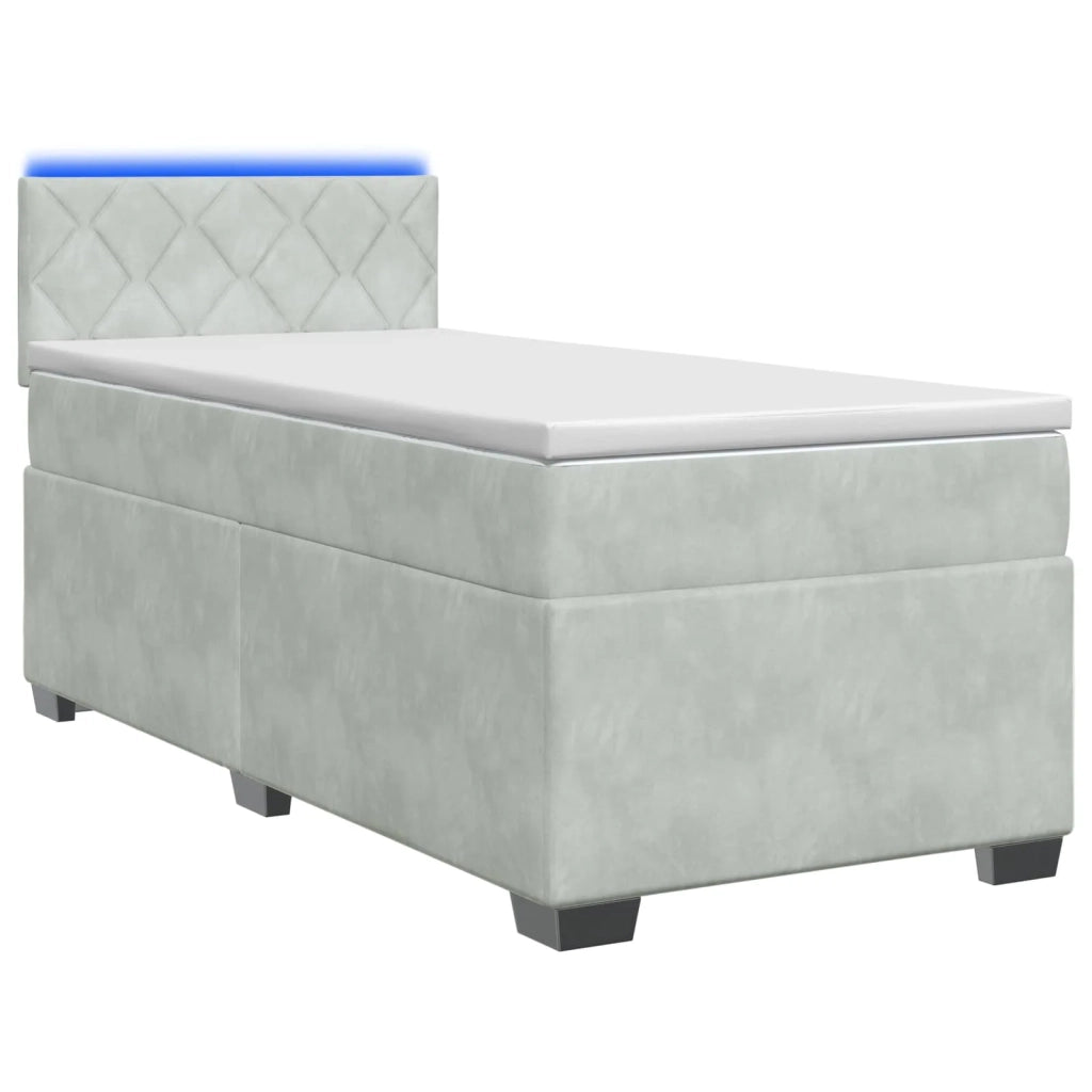 Letto con Box Spring, Materasso e LED Grigio Chiaro Velluto 3452126