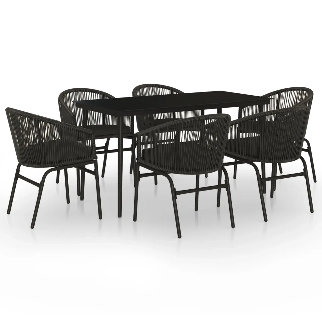 Set Mobili da Pranzo per Giardino 7 pz Nero 3099242