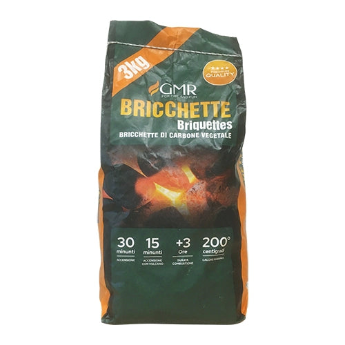 BRICCHETTE DI CARBONE VEGETALE- 3 kg- ESCLU- pezzi 1