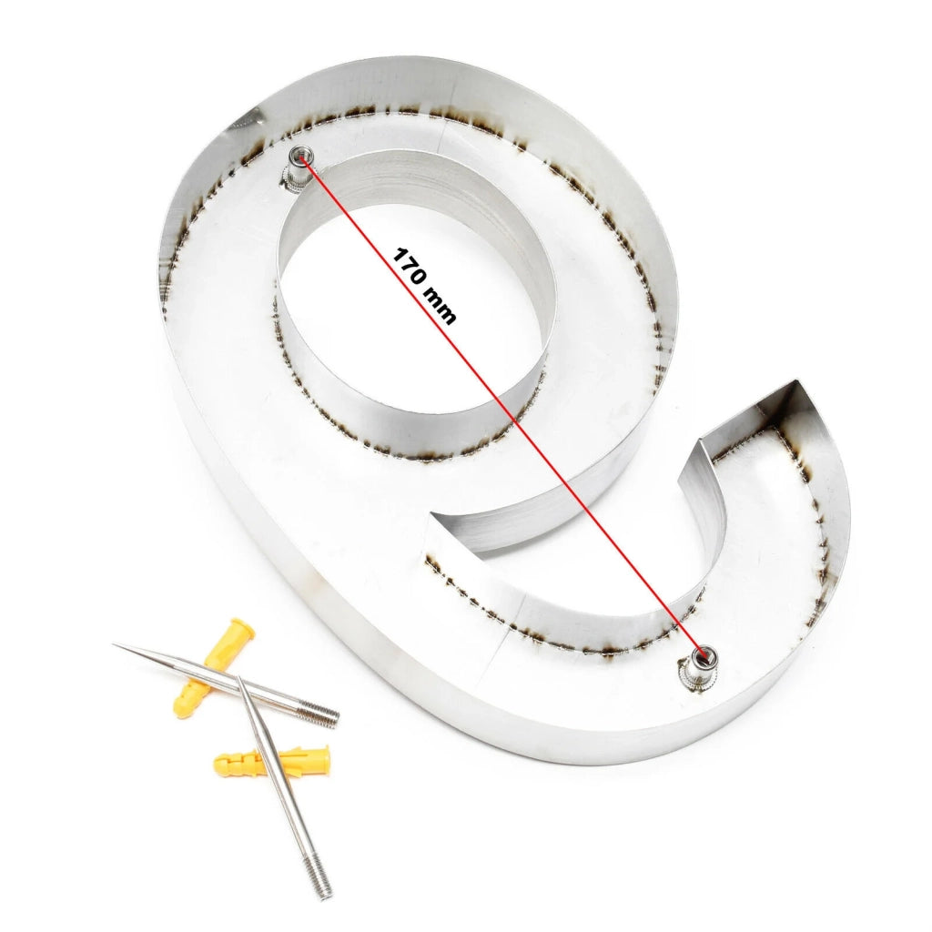 Numero civico "9" in acciaio pregiato 20 cm Arial 3D materiale di montaggio incluso 16_0001433