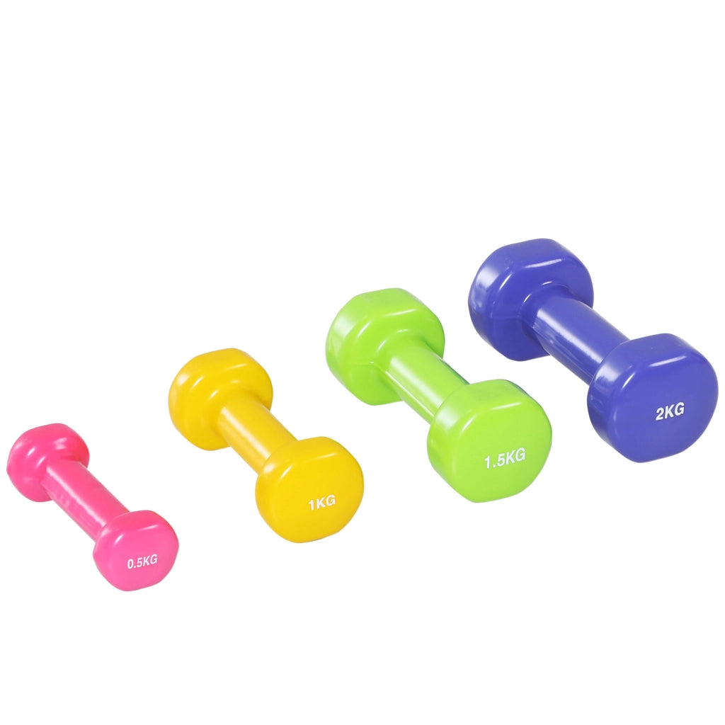 Set Manubri Pesi Palestra 10kg ¨C Minimal ¨C Fucsia Giallo Verde Viola Grigio