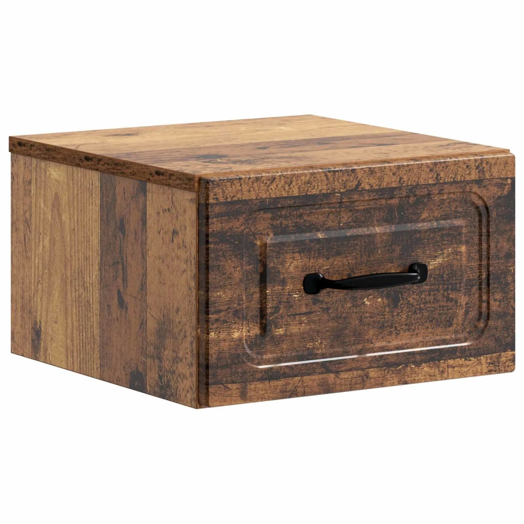 Comodino | Armadio da Notte | Mobiletto da notte a muro Legno antico 34,5 x 33 x 20 cm