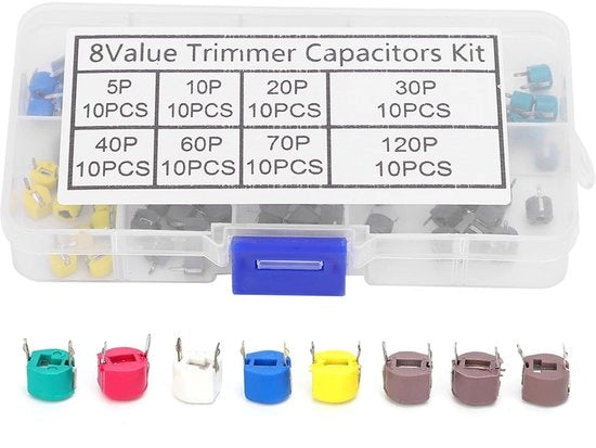 Kit di Capacitori per Trimmer - Capacità Adattabile - Ideale per Applicazioni Elettroniche - 80 pezzi - Precisione e Lavorazione su Misura - Adatto per dispositivi elettronici