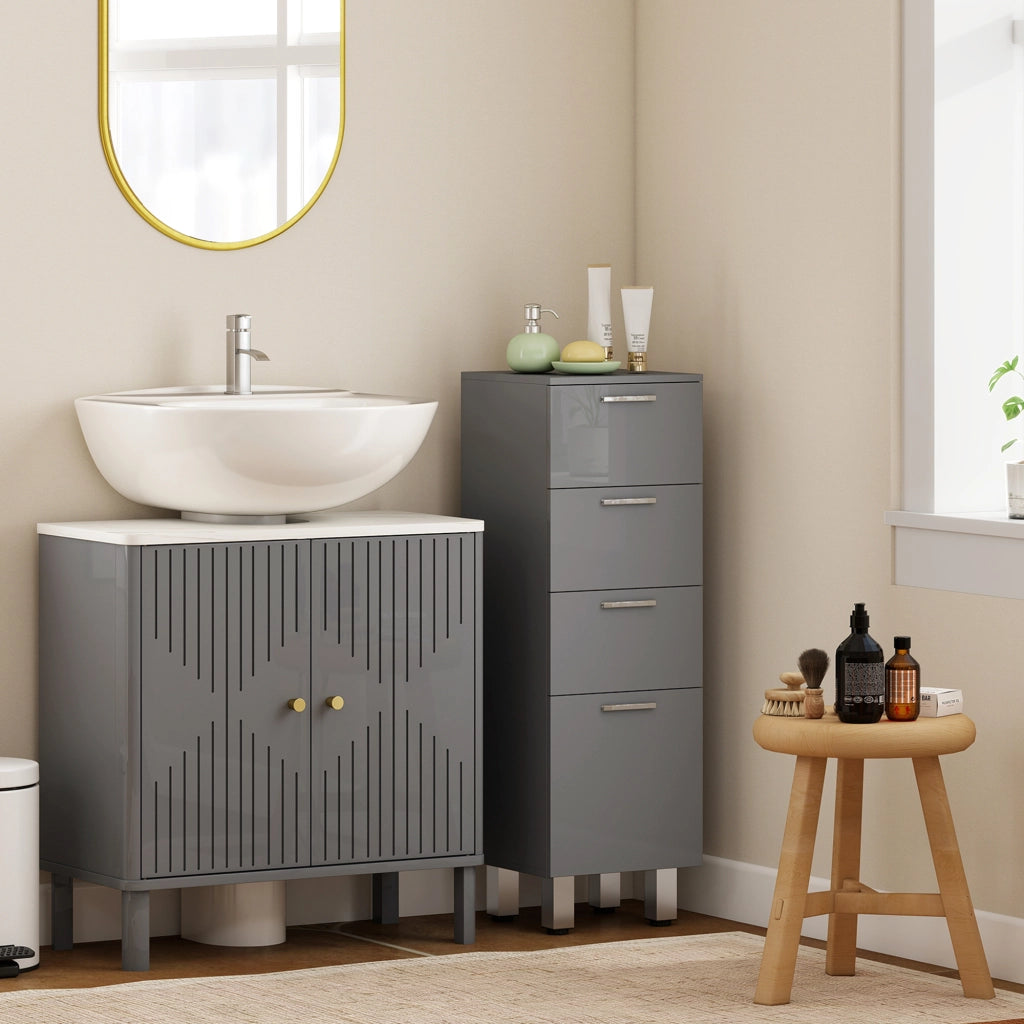 Armadietto da bagno con 4 cassetti ¨C Minimal ¨C grigio