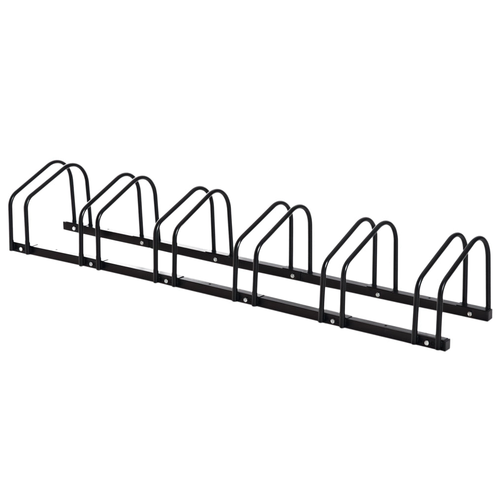 Supporto Biciclette per Parete o Pavimento 6 Posti ¨C Minimal ¨C 179x33x27 cm Nero