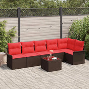 Set Divano da Giardino con cuscino 7 pcs Marrone polyrattan 3345394