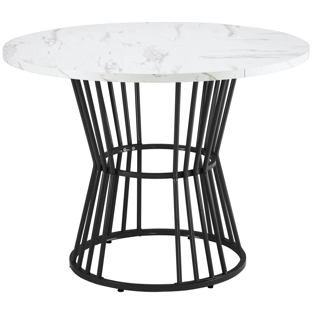 Tavolo da Pranzo con Piano Effetto Marmo e Gambe in Metallo ¨C Xylo ¨C Bianco/Nero