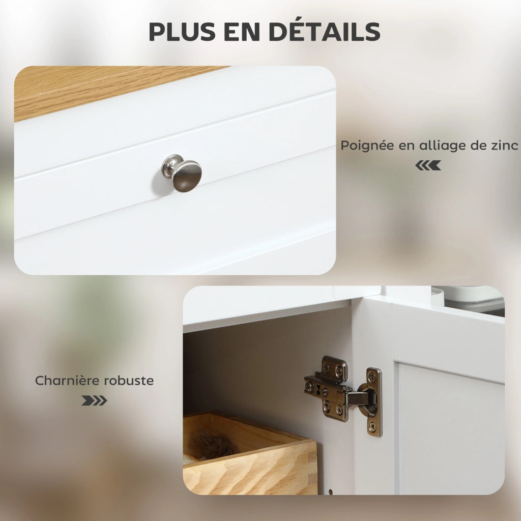 Mobile buffet con ante in vetro e cassetti ¨C Xylo ¨C bianco 120x40x90cm