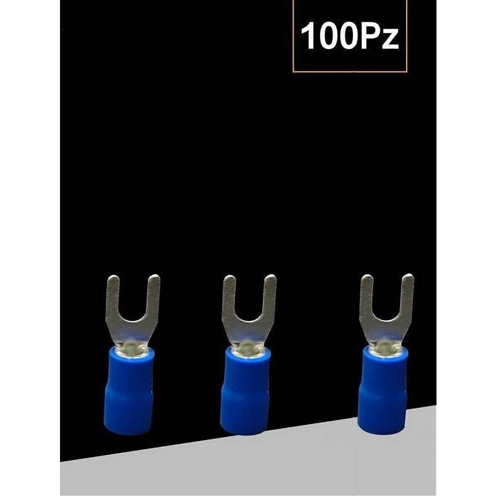 Trade Shop - Set 100pz Capicorda A Forcella A Crimpare Per Cavi 2.5 - 4mm² Isolato M4 Sv3.5-4 -