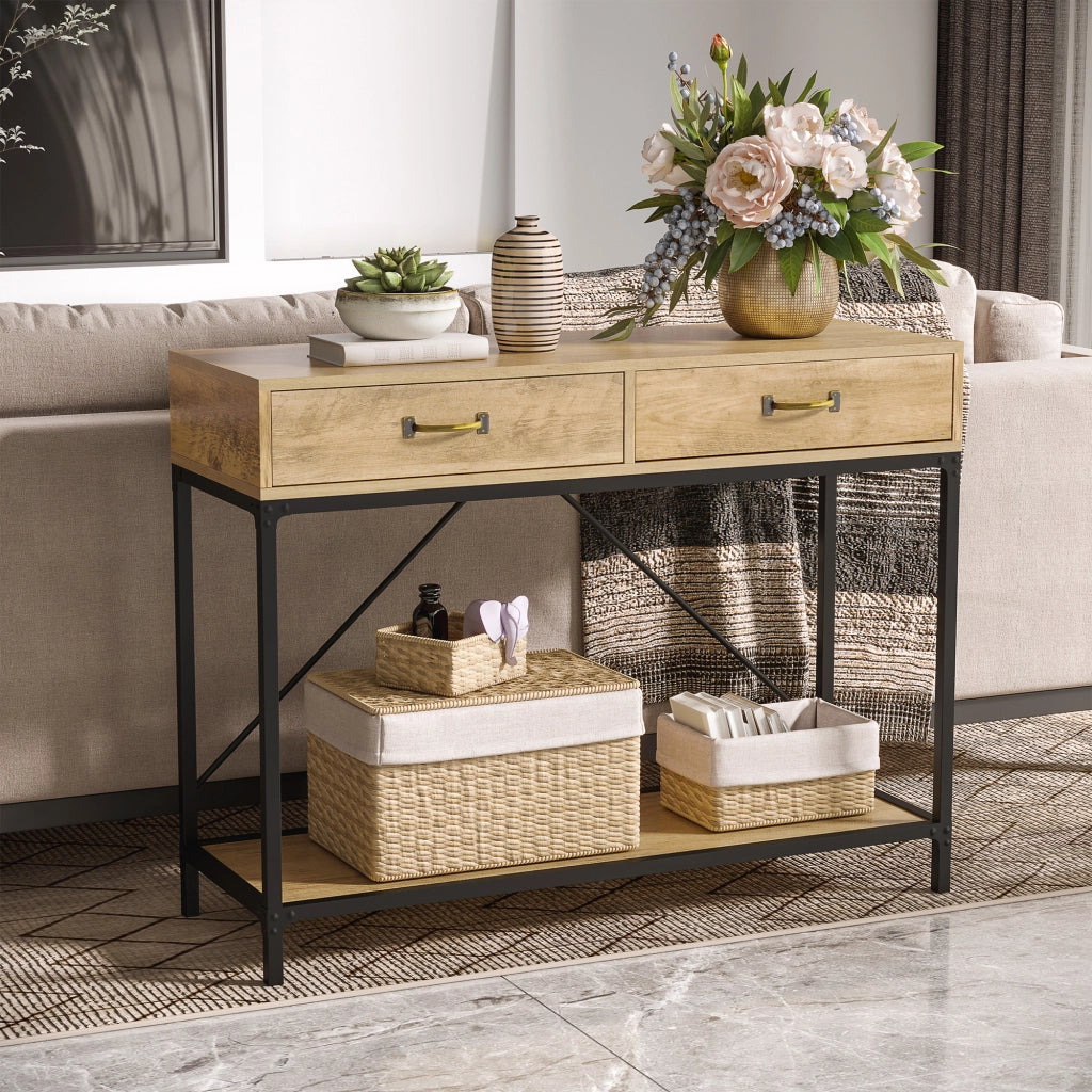 Consolle con 2 cassetti e ripiano ¨C Minimal ¨C Legno 100x35x76 cm