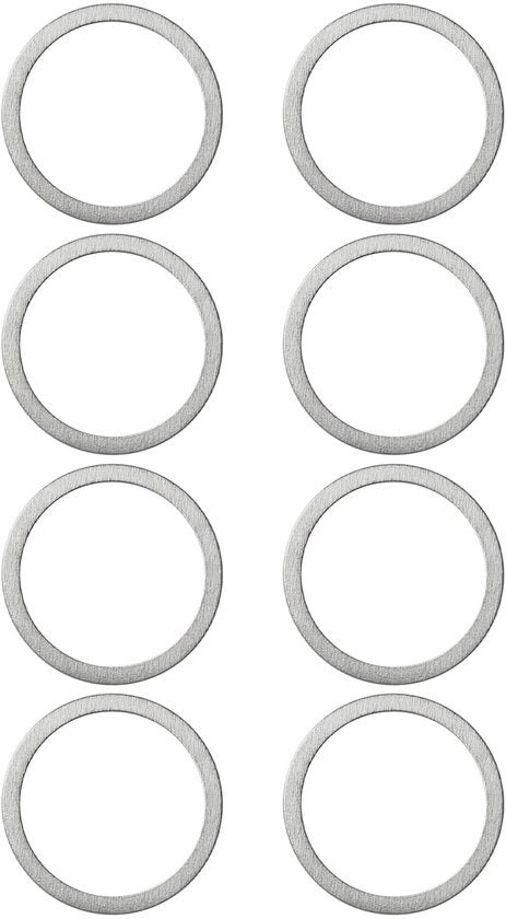 Spaziatori differenziali in acciaio - 8 pezzi - Diametro esterno 16mm - Diametro interno 13mm - Spessore 0,2mm - Compatibile con Arma 6s BLX