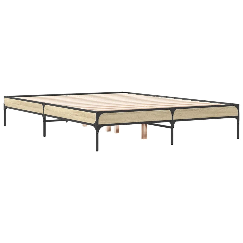 Letto matrimoniale | Letto per adulti | Giroletto Rovere Sonoma 120x200 cm in Legno Multistrato Metallo