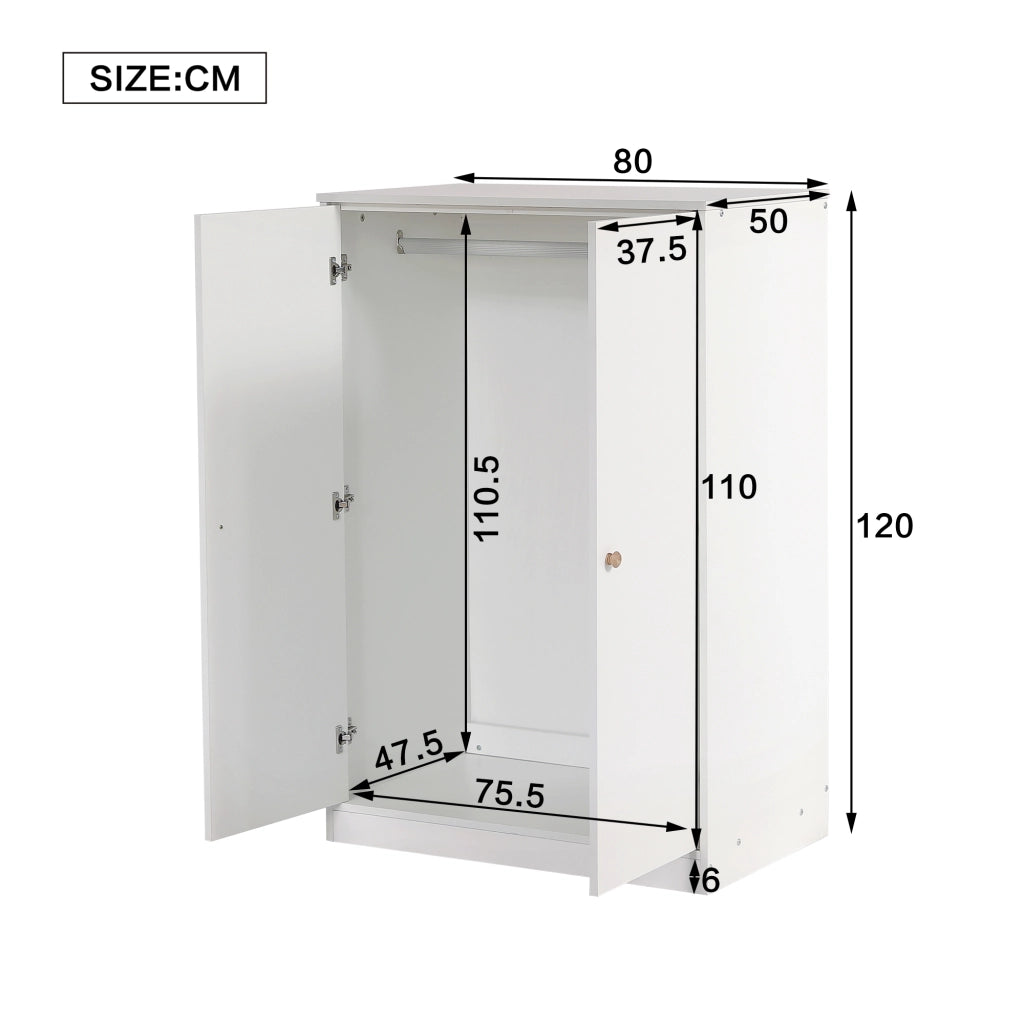 ARMADIO Compatto 80x50x120 cm MDF Bianco