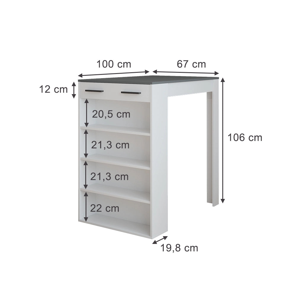 Vicco Tavolo da bar Antracite/bianco 67 x 100 cm