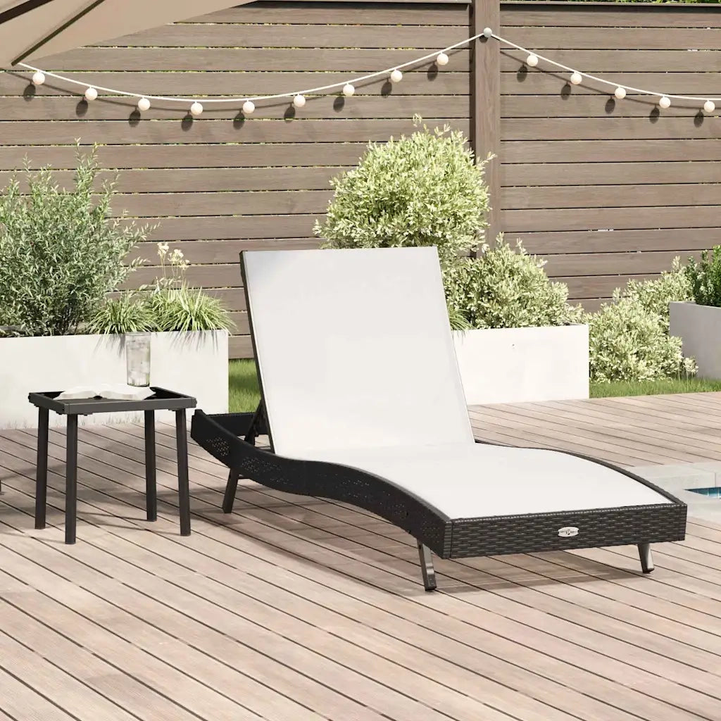2 pz Lettino Prendisole | Sdraio da giardino | Lettino da sole Nero e Bianco polyrattan