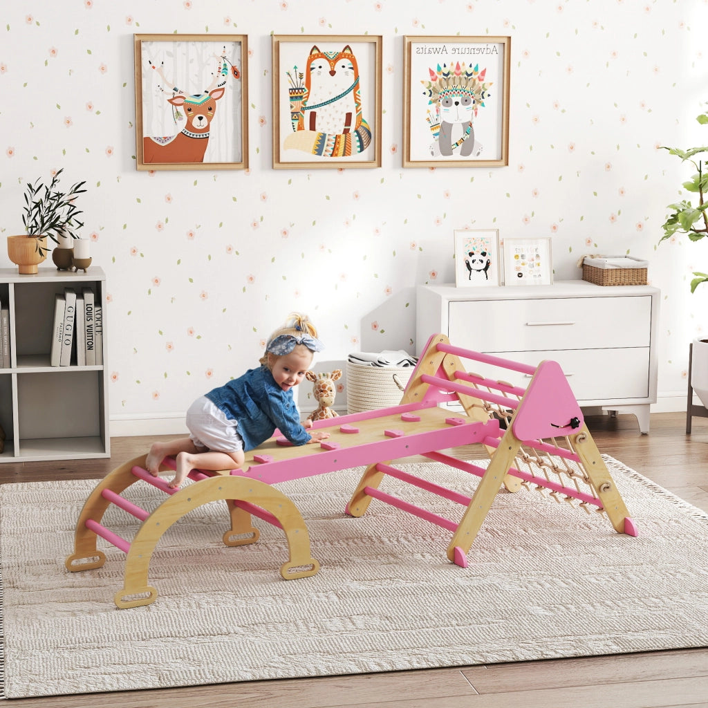 Casetta per bambini con scivolo e scala ¨C zephmum ¨C rosa, legno