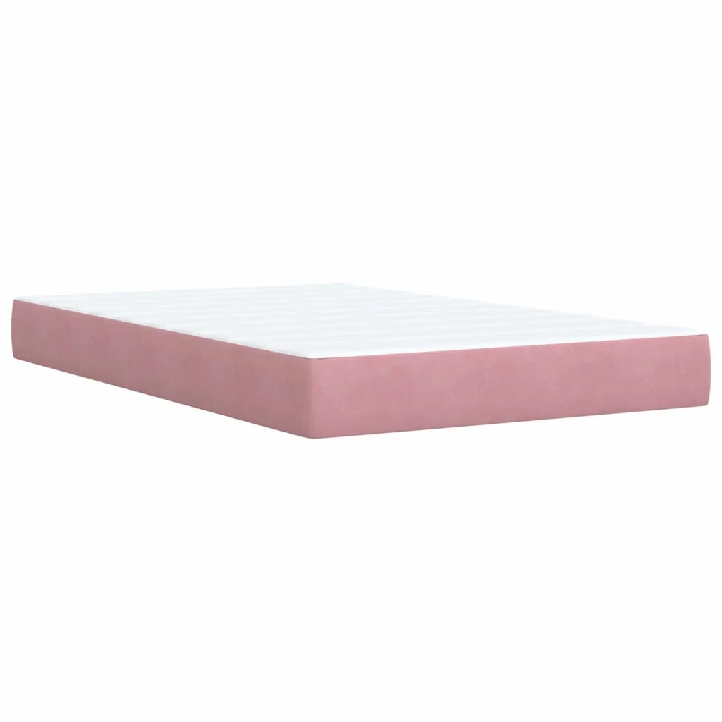 Letto Box Spring LED con Materasso Rosa 120 x 190 cm Velluto 3456034