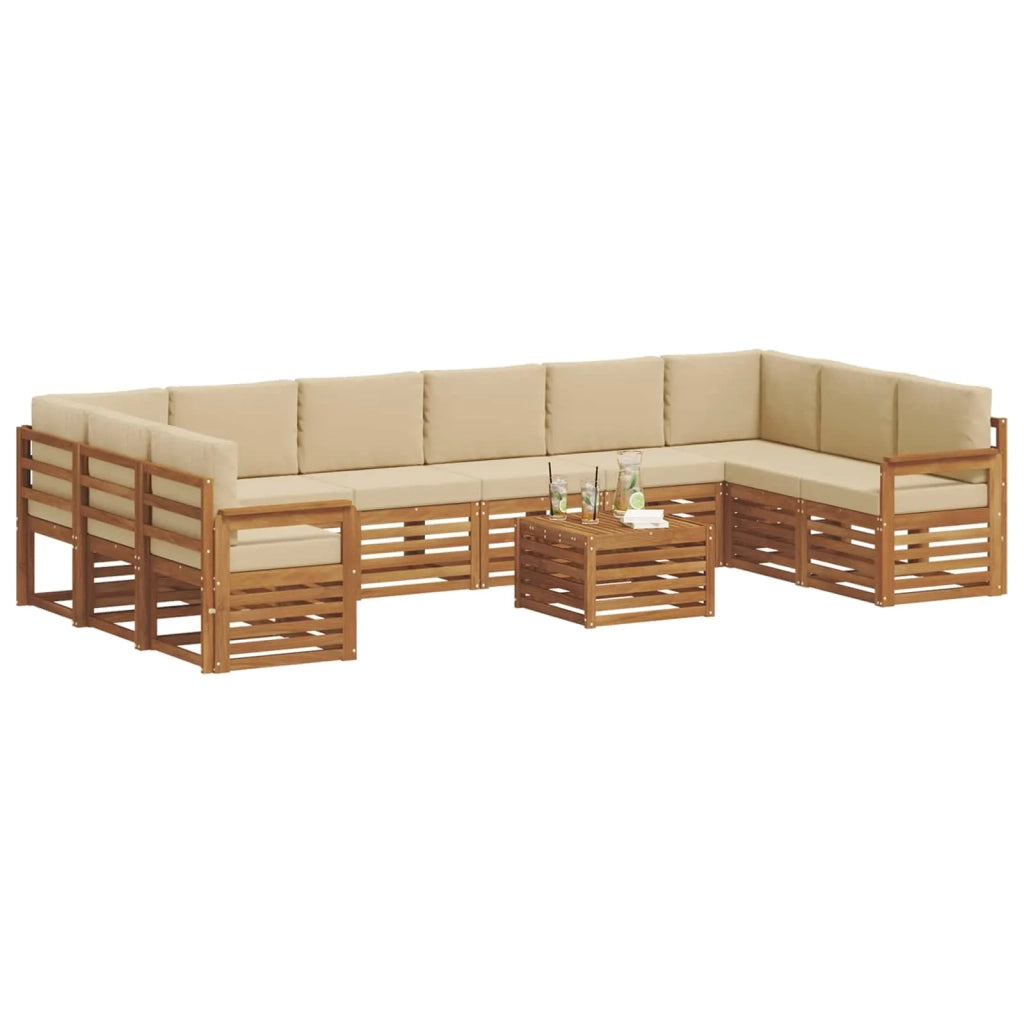Set di divani da esterno 11 pz Naturale e Beige 3375588