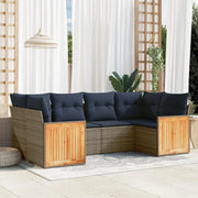 Set Divani da Giardino 6 pz con Cuscini Grigio in Polyrattan 3227944