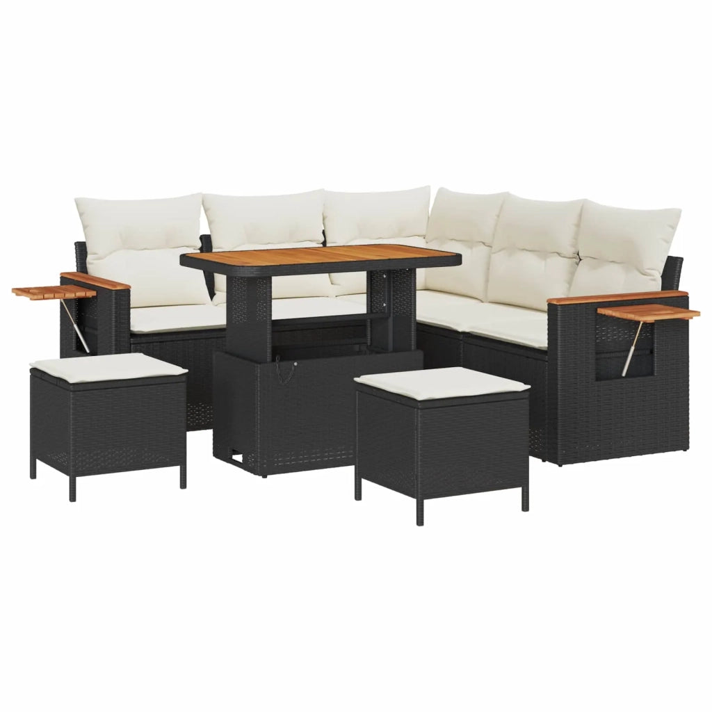 Set Divano da Giardino 8 pcs Nero polyrattan 3363045