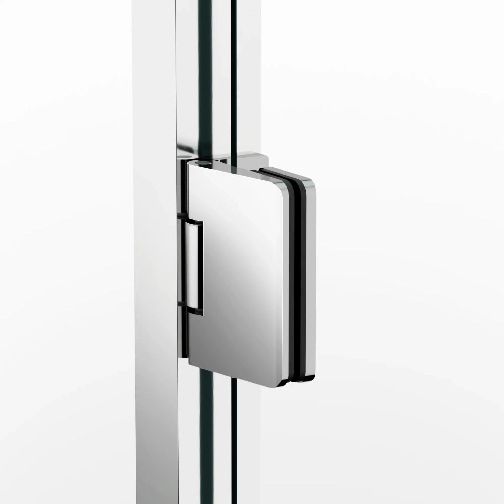 Box doccia frontale GLASS fisso + porta battente chiusura magnetica 130 cm (127-130; fisso 60+porta 70) bianco