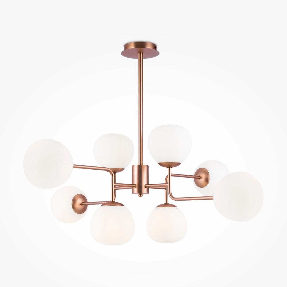 Lampadario Erich rame sfere bianche Maytoni MOD221-PL-08-G