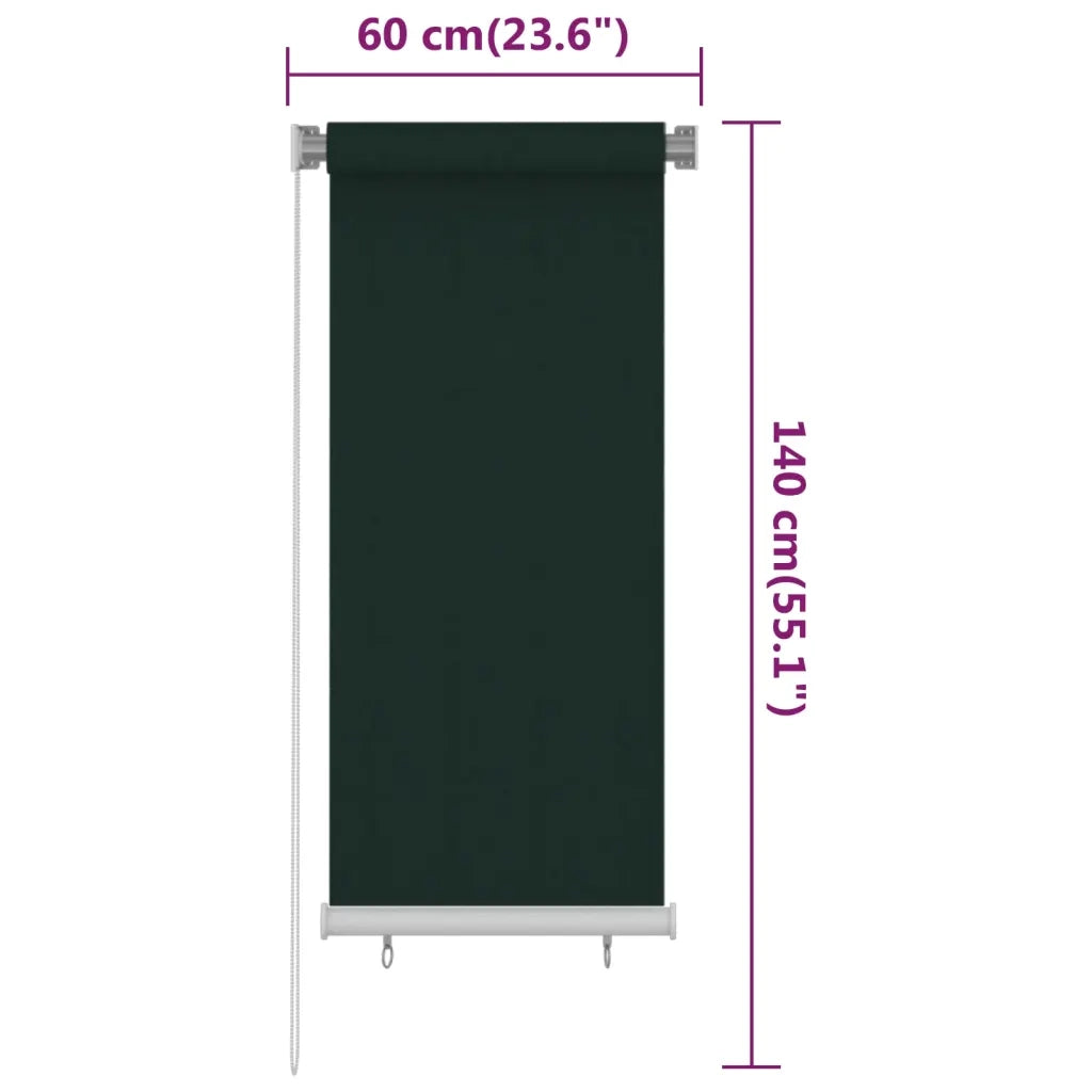 Tenda a Rullo per Esterni 65(L)x140(A) cm Verde scuro HDPE 312809
