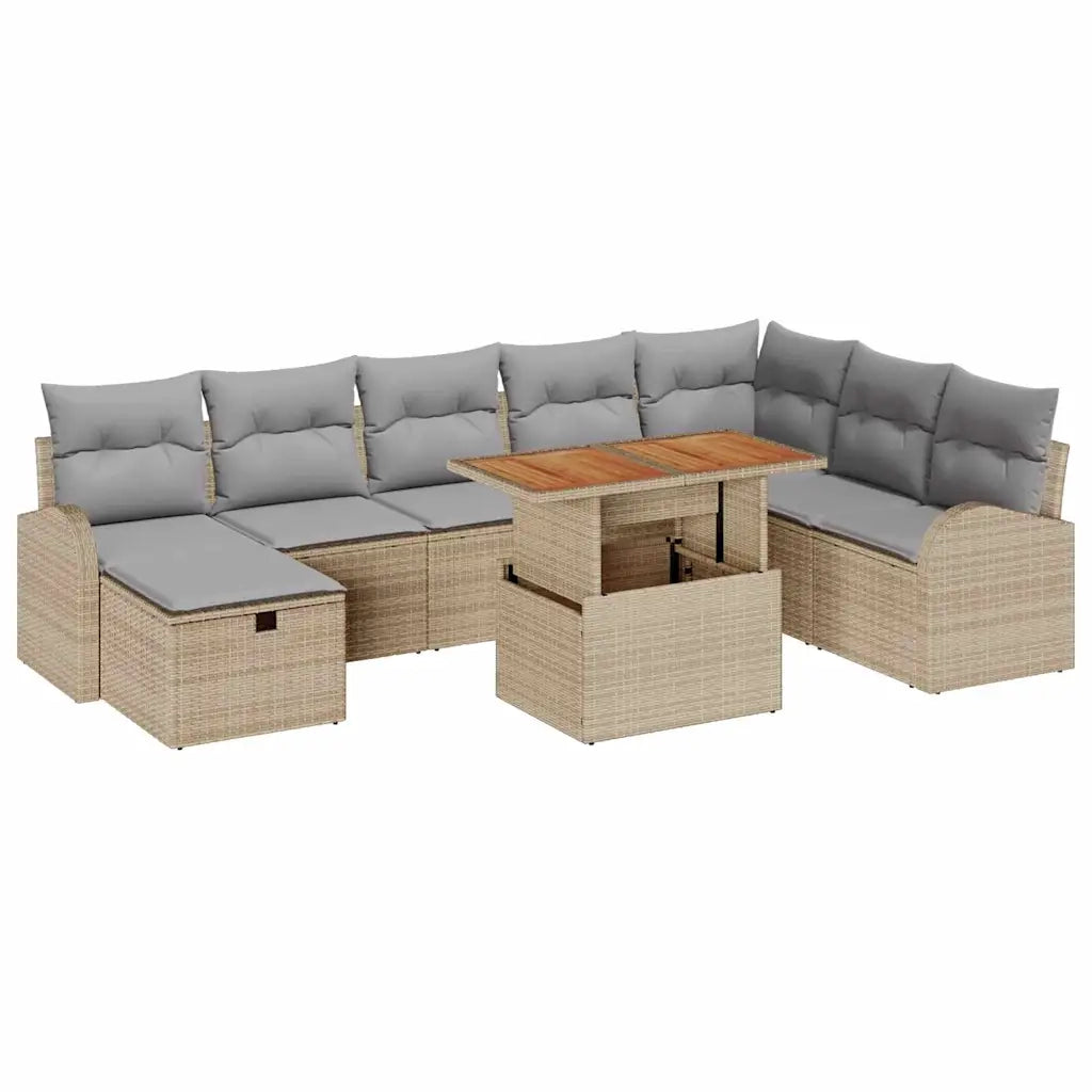 Set Divano da Giardino 9 pcs Beige polyrattan 3361315