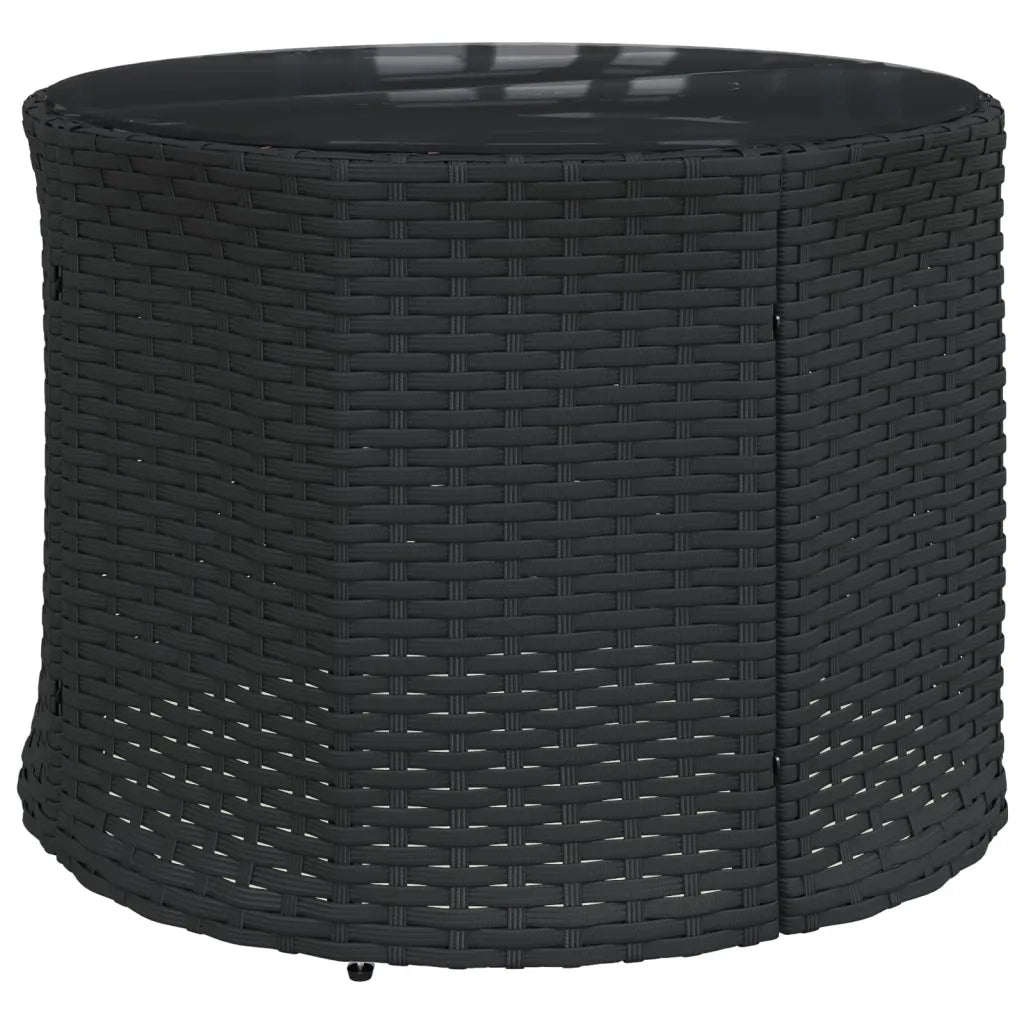 Divano Giardino con Tavolo e Cuscini Circolare Nero Polyrattan 3318544
