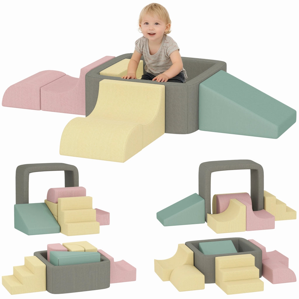 Set 7 Blocchi Schiuma per Bambini ¨C Xylo ¨C Rivestimento Velluto Lavabile Multicolore