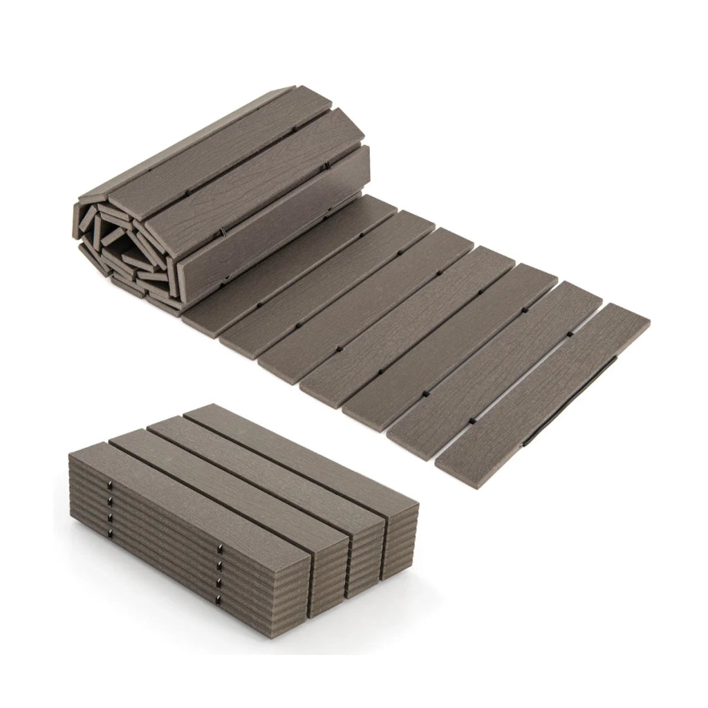 Percorso da giardino arrotolabile 242 x 43 cm antiscivolo pratico rustico in HDPE grigio 20_0010034