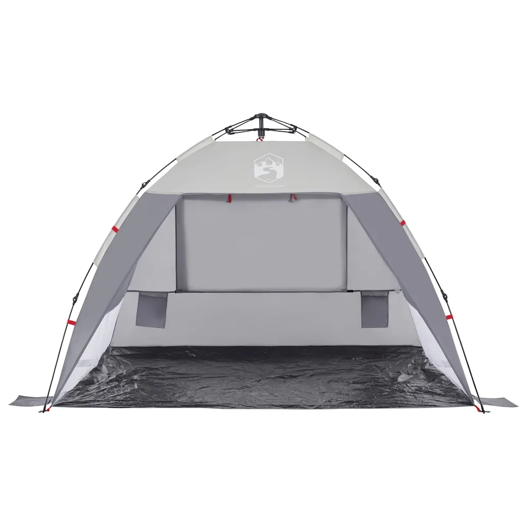 Tenda da Spiaggia 2 Persone Grigio Rilascio Rapido Impermeabile