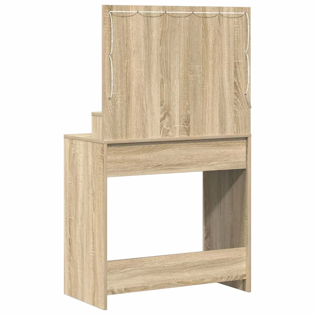 Toeletta | Tavolo da Trucco con specchio Rovere Sonoma 75,5 x 41 x 135 cm