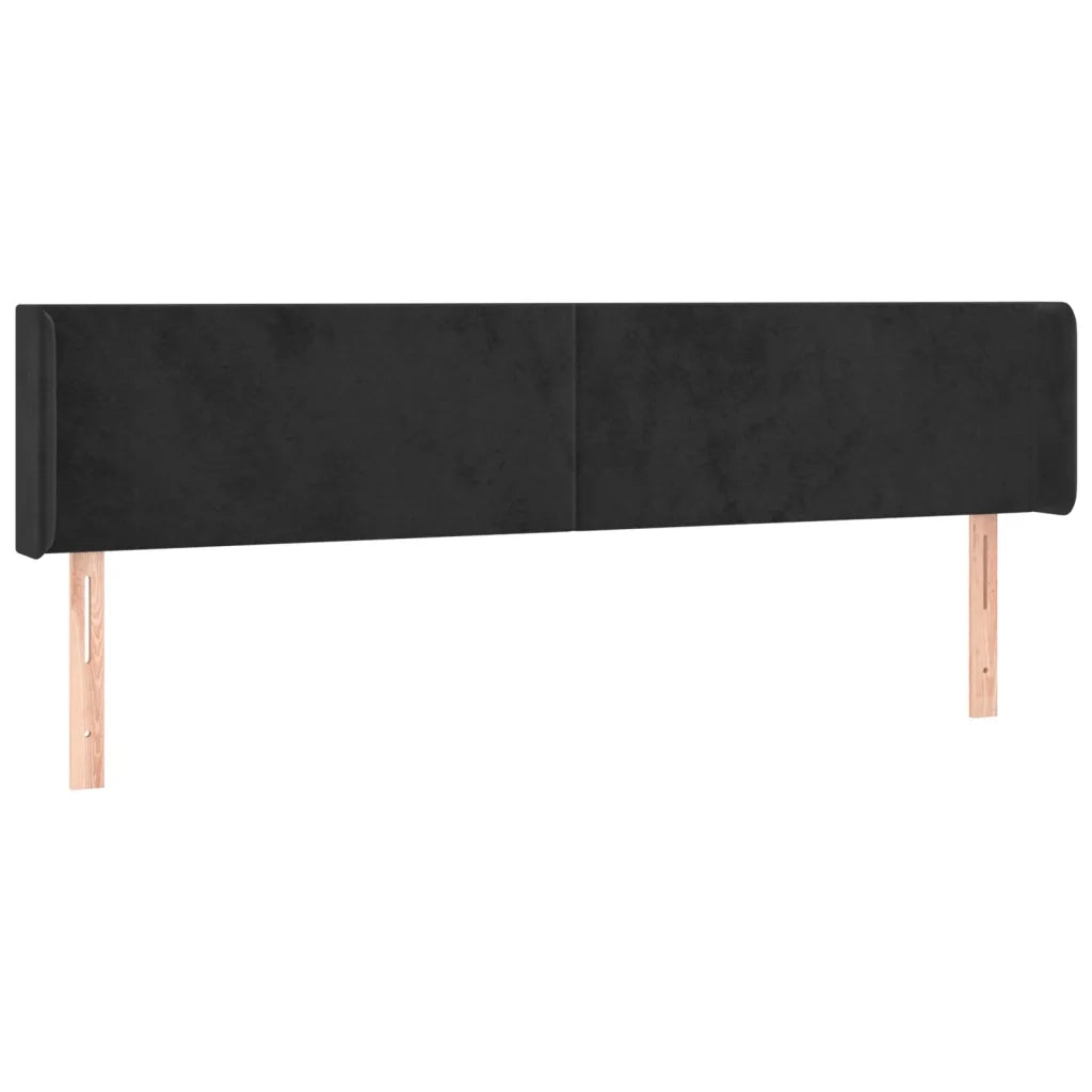 Testiera | Testata ad Orecchio Nera 183x16x78/88 cm in Velluto