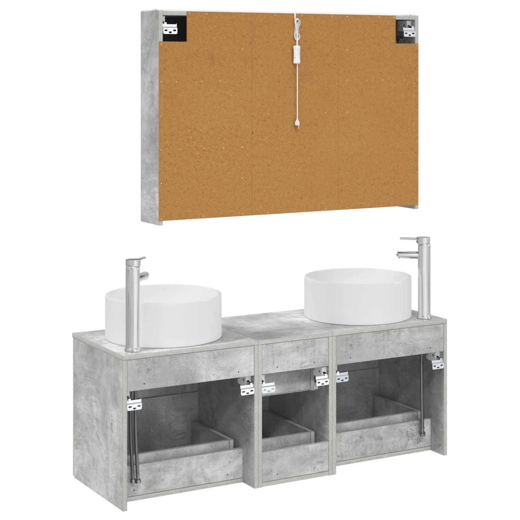 Set di mobili per il bagno 4 pz Grigio Cemento 3407106