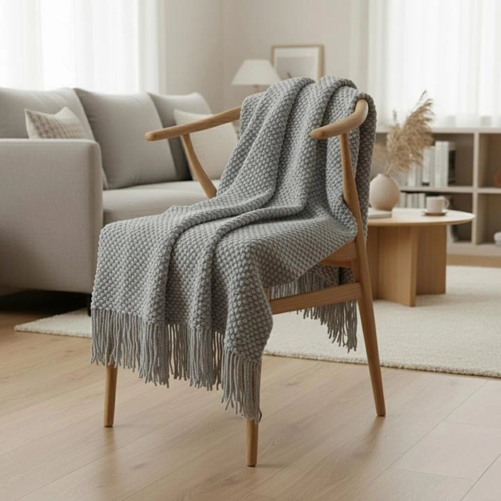 Coperta a quadri grigio chiaro 180x220cm DENARLA