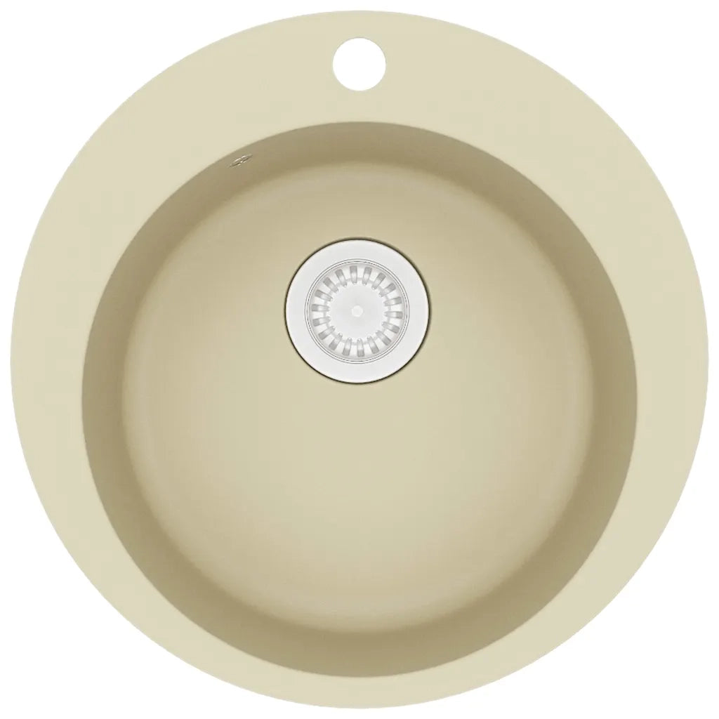 Lavello da Cucina in Granito Vasca Singola Tonda Beige 144864