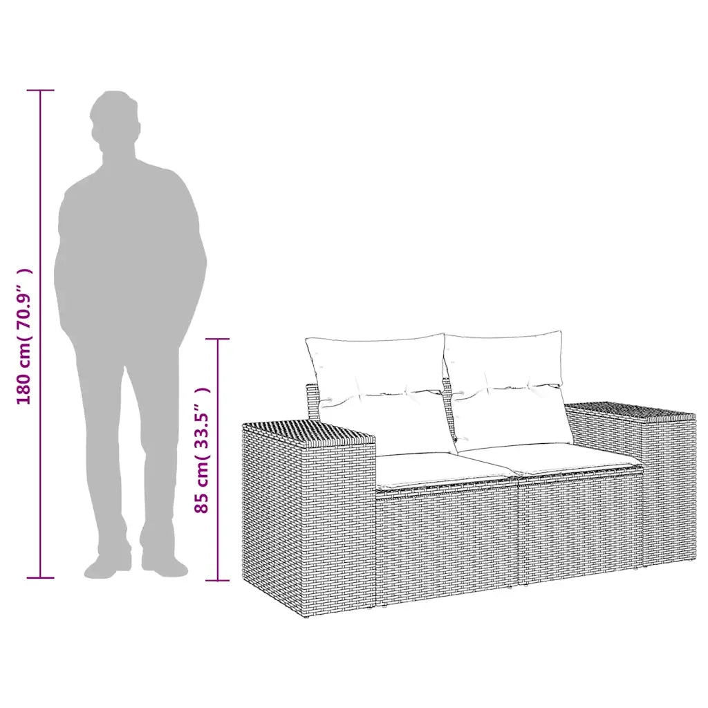Divano da Giardino a 2 Posti con Cuscini in Polyrattan Marrone 366212