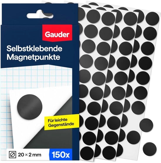 Punti Magnetici Ronde - Magnetici Autoadesivi per Note, Foto e Progetti di Fai da Te - Dischi Magnetici Autoadesivi per Oggetti Leggeri (150 pezzi - 20 x 2 mm)