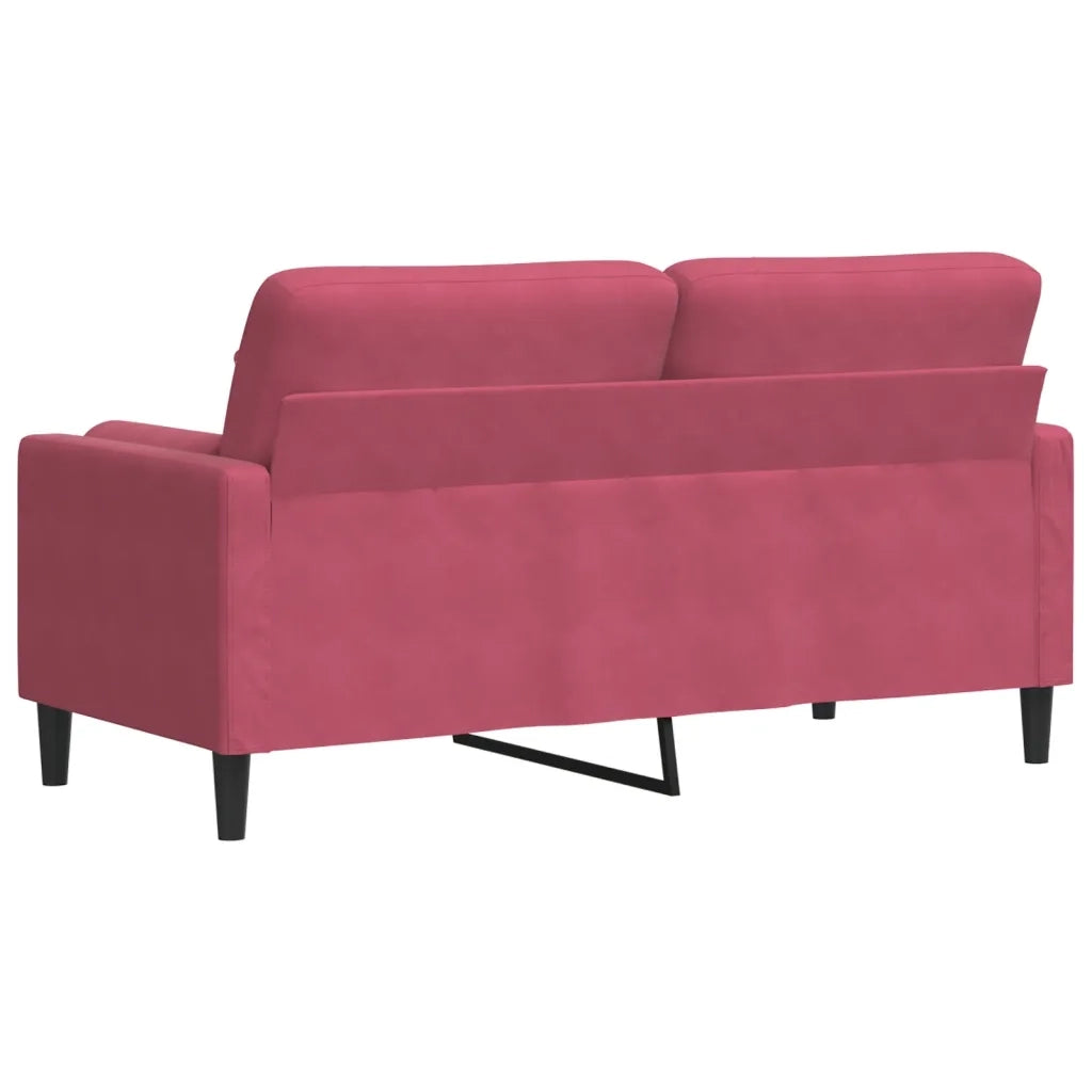 Divano a 2 Posti con Cuscini-Sofa 2 Posti con Cuscini Rosso Vino 140 cm in Velluto 310087